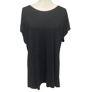 Free To Live Womens XL Black PolySpandex Short Sleeve Crew Neck Tee Shirt